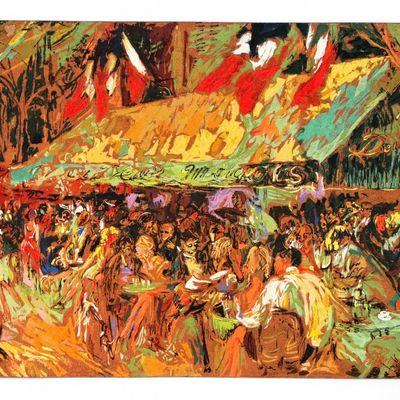 Leroy Neiman & Softart "Cafe Deux Magots #1" Tapestry