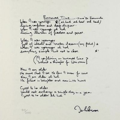 John Lennon "Borrowed Time" Lyrics Print