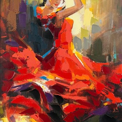 Anatoly Metlan 'The Flamenco Dancer' Hand Embellished Giclee Print
