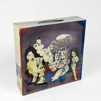 Gilbert Portanier 'Abstract Figures' Ceramic Vase (E)