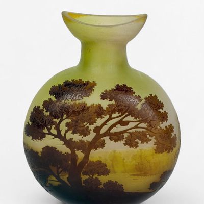 Emile Galle 'Landscape' Cameo Gourd Vase