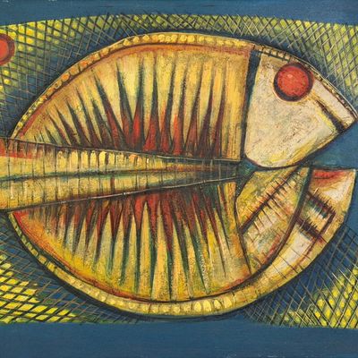 Attributed to Ang Kiukok 'Fish' Oil on Canvas (A)