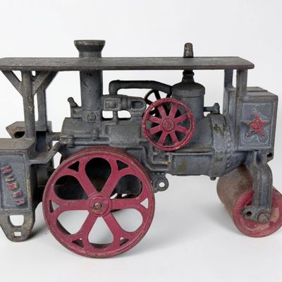 Sale Photo Thumbnail #148: Vintage Cast Iron Huber Steam Road Roller Toy