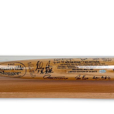 Signed Nolan Ryan's 7 No-Hitters Louisville Slugger Bat