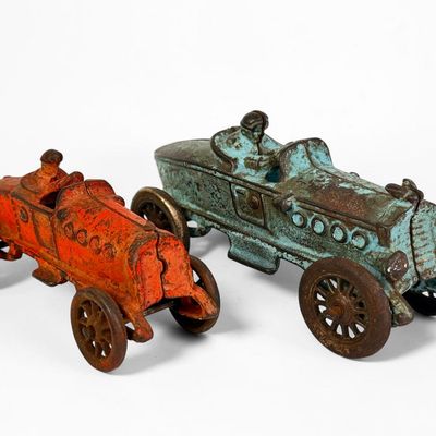 Sale Photo Thumbnail #152: (2) Antique Cast Iron Racing Toy Cars (C)