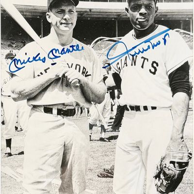 Signed Mickey Mantle & Willie Mays Photograph JSA Cert