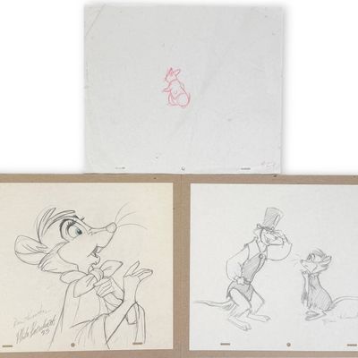 Sale Photo Thumbnail #105: (3) Original Graphite on Paper Animation Cels