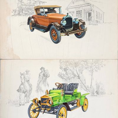 Sale Photo Thumbnail #112: (2) Gale Hendrickson Car Paintings