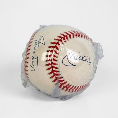Signed Joe Girardi & Mickey Mantle National Leaque Baseball