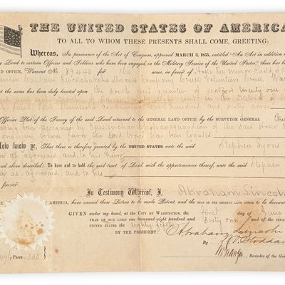 Sale Photo Thumbnail #180: 1855 Original United States Land Grant Document