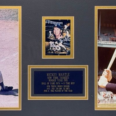 Signed Mickey Mantle Photographs Display