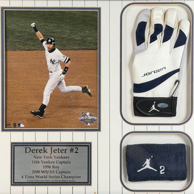 Derek Jeter New York Yankees Batting Glove & Wristband W/ Photograph