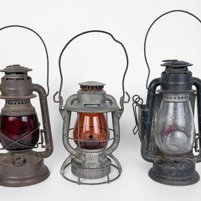 Sale Photo Thumbnail #141: (3) Dietz Antique Oil Lanterns