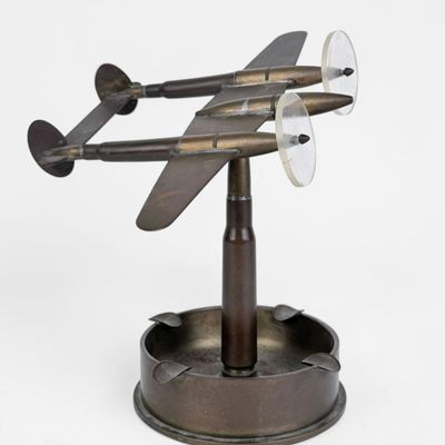 Sale Photo Thumbnail #185: WWII Trench Art Plane Desk Model Ashtray