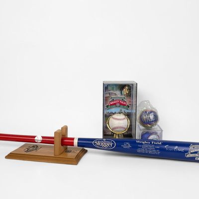 Set of "100 Years of Wrigley Field" Baseball Bat and Balls