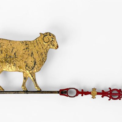 Sale Photo Thumbnail #131: Antique Gold Colored Ram Weathervane