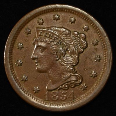 Sale Photo Thumbnail #343: 1854 LARGE CENT BU