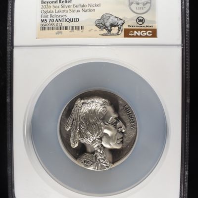 Sale Photo Thumbnail #426: 2026 5 OZ SILVER BUFFALO BEYOND RELIEF NGC MS70