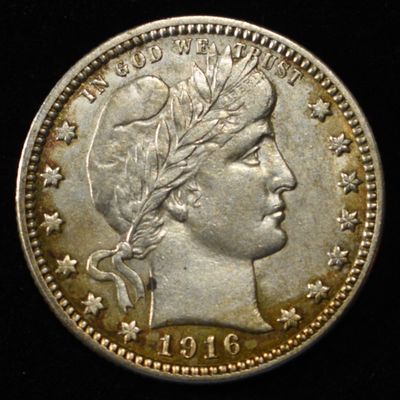 Sale Photo Thumbnail #157: 1916-D BARBER QUARTER CH UNC LIGHT OLD CLEANING