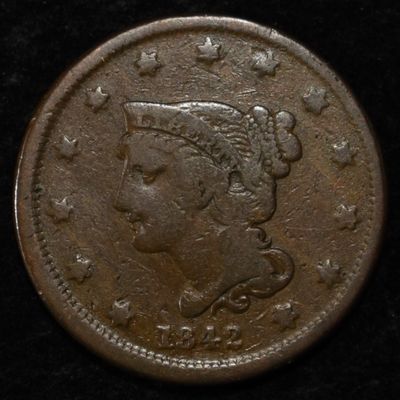 1842 SMALL DATE LARGE CENT FINE
