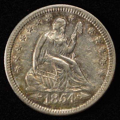 1854 SEATED LIBERTY QUARTER AU/BU