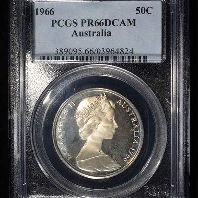 Sale Photo Thumbnail #221: 1966 AUSTRALIA 50C PCGS PR66 DCAM