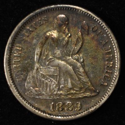 1889 SEATED LIBERTY DIME AU/BU