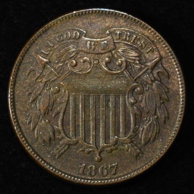 1867 2 CENT PIECE CH AU