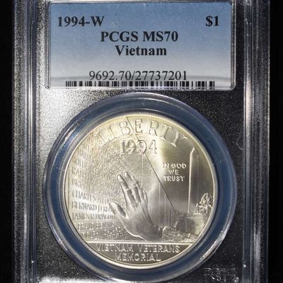 Sale Photo Thumbnail #225: 1994-W $1 COMMEM VIETNAM PCGS MS70