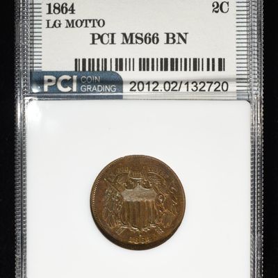 Sale Photo Thumbnail #146: 1864 2-CENT PIECE LG MOTTO PCI SUPERB GEM BU BN