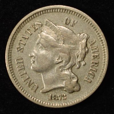 1872 3 CENT NICKEL XF/AU