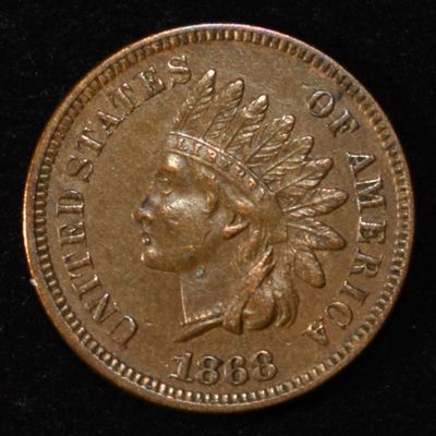 1868 INDIAN CENT XF