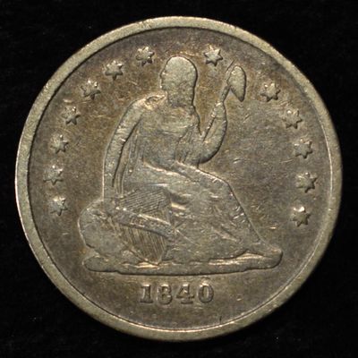1840-O NO DRAPERY SEATED LIBERTY QUARTER FINE
