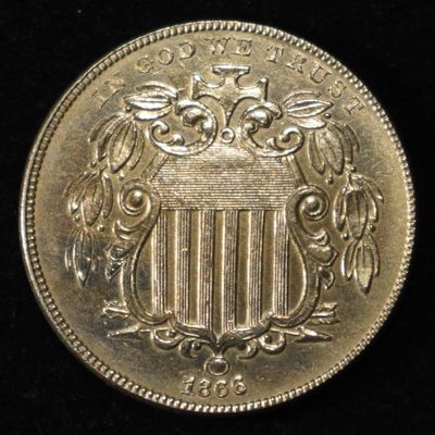 1866 SHIELD NICKEL CH BU