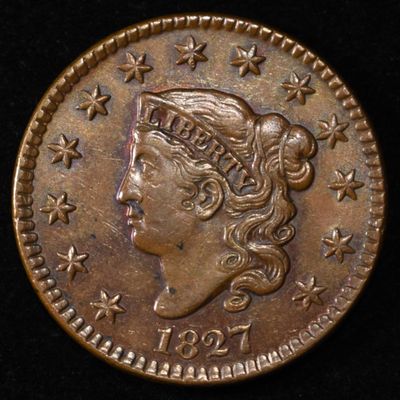 Sale Photo Thumbnail #134: 1827 CORONET LARGE CENT LOVELY AU/UNC