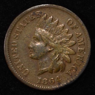 Sale Photo Thumbnail #136: 1864 INDIAN HEAD CENT XF L ON THE RIBBON