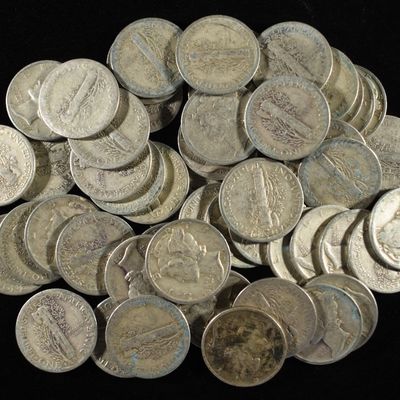 Sale Photo Thumbnail #122: (50) MERCURY DIMES