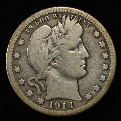 Sale Photo Thumbnail #360: 1914-S BARBER QUARTER VG/F