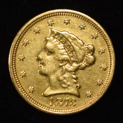 Sale Photo Thumbnail #442: 1873 $2.5 GOLD LIBERTY CLEANED