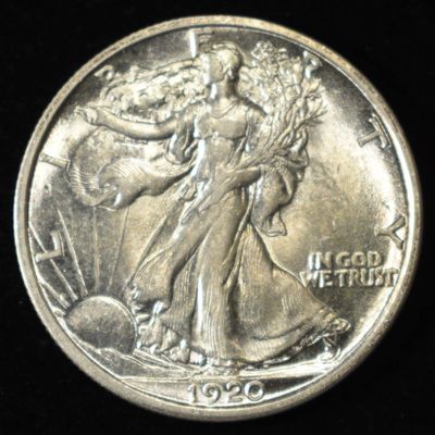 1920-D WALKING LIBERTY HALF DOLLAR BU