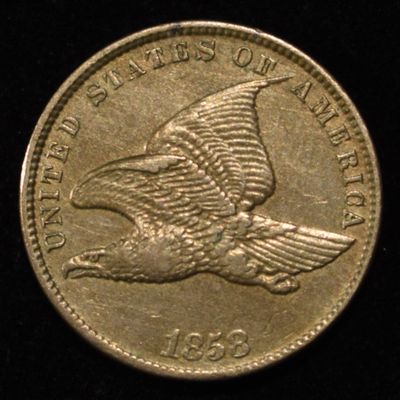 Sale Photo Thumbnail #344: 1858 FLYING EAGLE CENT AU, RIM NICK REV.