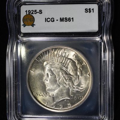Sale Photo Thumbnail #207: 1925-S PEACE DOLLAR ICG MS61