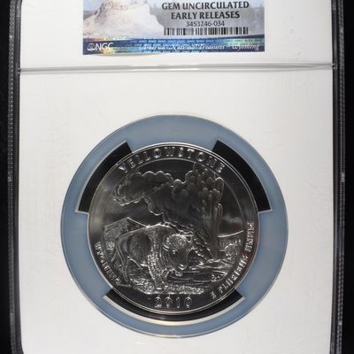 Sale Photo Thumbnail #423: 2010 5 OZ SILVER 25C YELLOWSTONE NGC GEM UNC