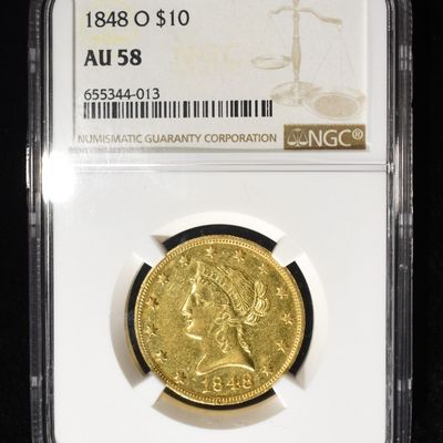 Sale Photo Thumbnail #448: 1848-O $10 GOLD LIBERTY NGC AU-58