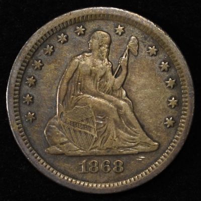 1868-S SEATED LIBERTY QUARTER XF/AU
