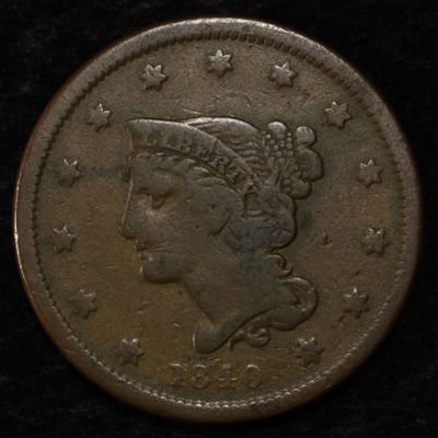 1840 SMALL DATE LARGE CENT VF