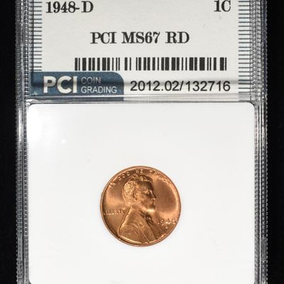 Sale Photo Thumbnail #145: 1848-D WHEAT CENT PCI SUPERB GEM BU RD