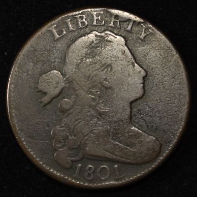 Sale Photo Thumbnail #132: 1801 DRAPED BUST LARGE CENT 1/000 VAR F-VF