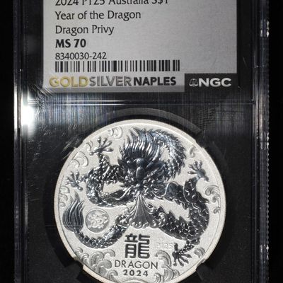 Sale Photo Thumbnail #227: 2024 P125 $1 AUS YEAR OF THE DRAGON NGC MS70 PRIVY