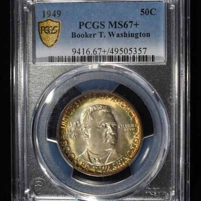Sale Photo Thumbnail #220: 1949 50C COMMEM BOOKER T. WASHINGTON PCGS MS67+